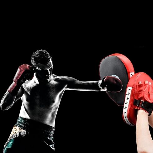 Boxing Curved Focus Punching Mitts- Leatherette Training Hand Pads Karate Muay Thai Training Gloves with Adjustable Strap in Saudi Arabia