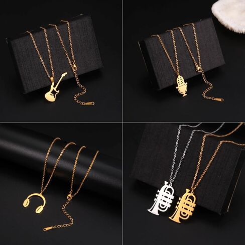 New 2025 Nine Types Musical Instruments & Musical Notes Pendant Necklace Guitar Headphones Microphone Organ Brass Instrument Tuba With For You Jewelry Fashion Accessories Creative Gift in Saudi Arabia