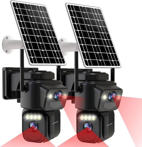 Security Cameras Outdoor WiFi,5G/2.4G Cameras for Home Security Solar Power with Dual Lens,Motion Detection,Night Vision,2-Way Audio,Weather Proof,No Subscription Fee in Saudi Arabia