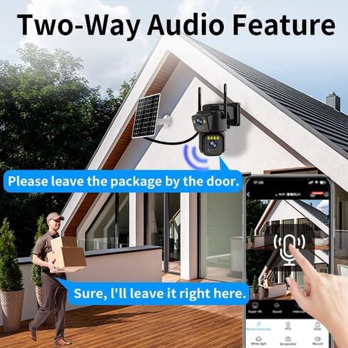 Security Cameras Outdoor WiFi,5G/2.4G Cameras for Home Security Solar Power with Dual Lens,Motion Detection,Night Vision,2-Way Audio,Weather Proof,No Subscription Fee in Saudi Arabia