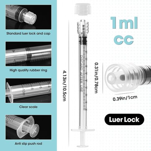 محقنة قفل luer 1 مل مع غطاء وأنبوب بلاستيكي ناعم ، ملفوف بشكل فردي 10 عبوة ، مناسبة لتغذية السوائل الحيوانات الأليفة in Kuwait