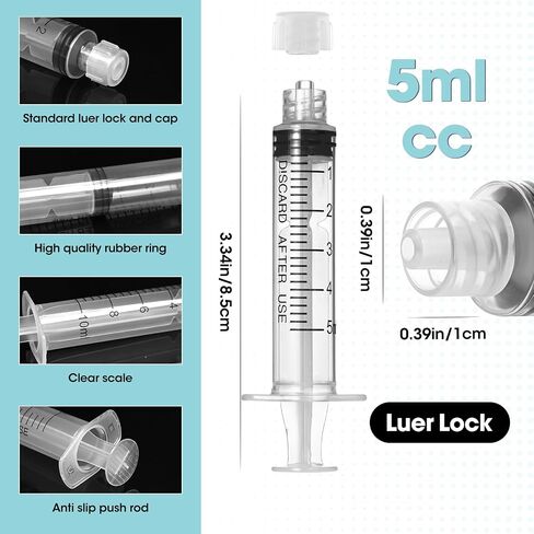 محقنة قفل luer 1 مل مع غطاء وأنبوب بلاستيكي ناعم ، ملفوف بشكل فردي 10 عبوة ، مناسبة لتغذية السوائل الحيوانات الأليفة in Kuwait