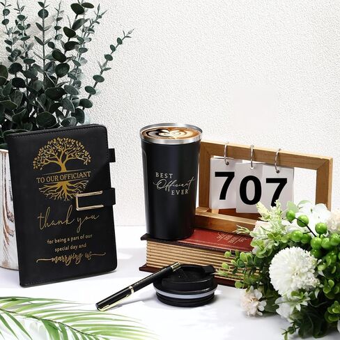 Pickmesh 3 PCS Homiant Homiants مجموعة أفضل ضابط من أي وقت مضى حفل زفاف مكتب A5 Leather Journal مع Pallpoint Pen 17 Oz من الفولاذ المقاوم للصدأ من الفولاذ المقاوم للصدأ لحفل الزفاف الوزير (براون) in Saudi Arabia