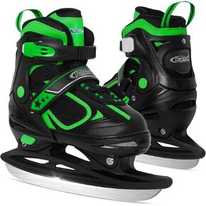 الزلاجات الجليدية nattork للأطفال الصغار ، والفتيان والبنات ، والزلاجات القابلة للتعديل في الهوكي - الحشوة الناعمة ودعم الكاحل المعزز مع 4 أحجام التعديلات - الأخضر in Kuwait