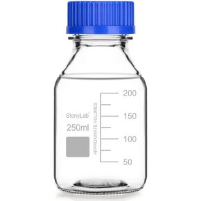 stonylab Glass Graduated Round Media Storage Bottles with GL45 Screw Cap, 2000 ml, 1 Pack in Kuwait