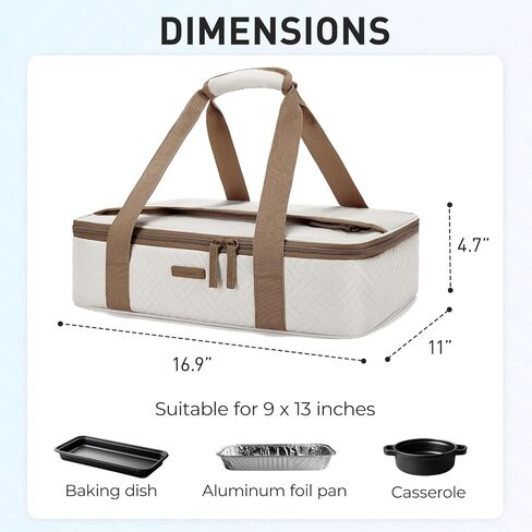 TOURIT Food Warmer Heated Casserole Carrier Electirc 12V 110V Portable Food Warmer Insulated Casserole Carrier for Fits 9" x 13" Baking Dish in Saudi Arabia