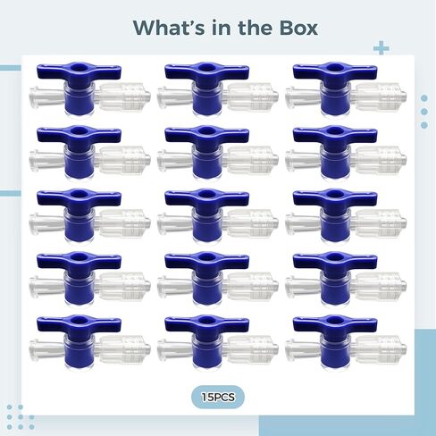 15 Pcs Two-Way Stopcock Luer Lock Connectors, Plastic Switch with Blue Handle, Ideal for Printing & Fluid Work in Saudi Arabia