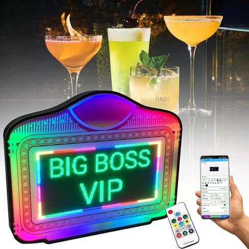 Bottle Service Sign, LED Handheld Bottle Service Display Sign,Nightclub Bottle Presenter for Wedding Birthday Parties,APP Programmable Scroll Play RGB Color in Saudi Arabia