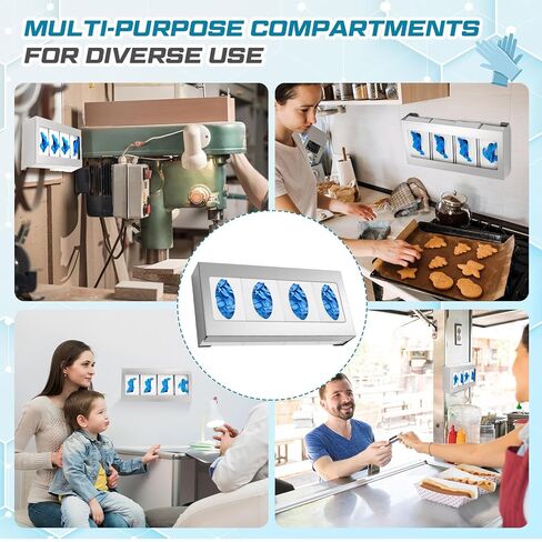 Blulu 2 Pcs Glove Box Holder/Dispenser Stainless Steel Quad Wall Mounted Glove Box Organizer (10"H x 21"W x 3 3/4"D) in Kuwait