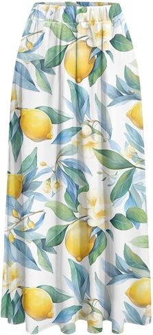 Maxi Skirts for Women Flowy Autumn Skirts with Pockets Pleated Skirt High Waisted Midi Long Skirt Reg and Plus Size S-XXL in Kuwait