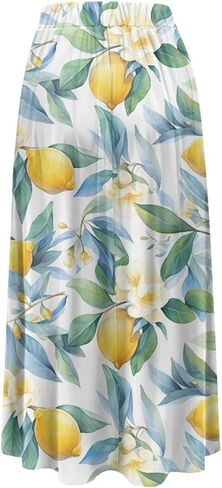 Maxi Skirts for Women Flowy Autumn Skirts with Pockets Pleated Skirt High Waisted Midi Long Skirt Reg and Plus Size S-XXL in Kuwait