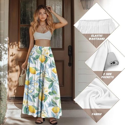 Maxi Skirts for Women Flowy Autumn Skirts with Pockets Pleated Skirt High Waisted Midi Long Skirt Reg and Plus Size S-XXL in Kuwait