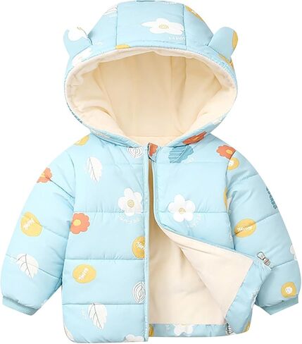 Baby Boys Girls Hooded Down Jacket Toddler Winter Warm Puffer Down Coat Bear Hoods Outerwear (Green, 18-24 Months) in Saudi Arabia