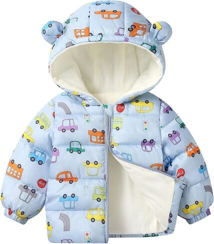 Baby Boys Girls Hooded Down Jacket Toddler Winter Warm Puffer Down Coat Bear Hoods Outerwear (Green, 18-24 Months) in Saudi Arabia