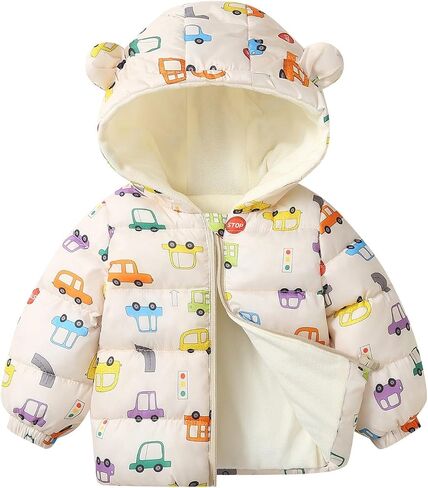 Baby Boys Girls Hooded Down Jacket Toddler Winter Warm Puffer Down Coat Bear Hoods Outerwear (Green, 18-24 Months) in Saudi Arabia