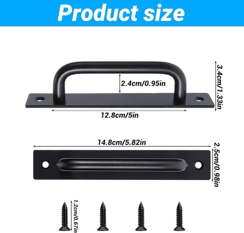 2 Pack Sliding Barn Door Handle 5" Hole 5.82 Inch Long Center Gate Handle Zinc Alloy Cabinet Handles Door with Plate Black Sliding Doors Handles for Kitchen Bathroom Closet Cabinet Pocket Doors in Saudi Arabia