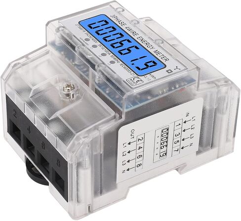 3 Phase 4 Wire Energy Meter, Energy Meter 3 Phase 4 Wire Backlit LCD Display DIN Rail Installation Electricity Meter 10 to 100A 230 400VAC, Ammeters in Saudi Arabia