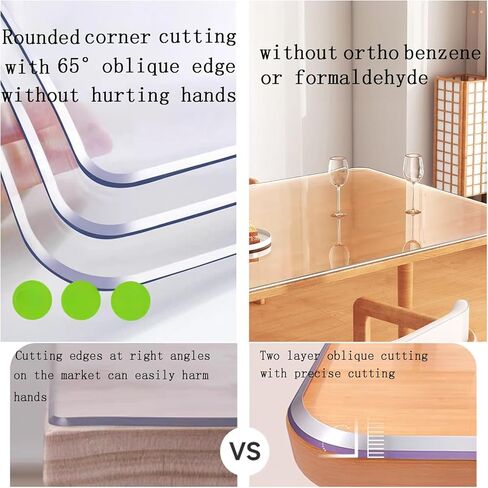 Clear Table Cover Protector,42"x64"Clear Desk Mat,Vinyl Desk Pad Protector Top of Desks2mm PVC Plastic Tablecloth Crystal Pad for Kitchen Office Desktop Non-Slip Heat Resistant in Kuwait