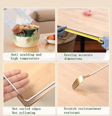 Clear Table Cover Protector,42"x64"Clear Desk Mat,Vinyl Desk Pad Protector Top of Desks2mm PVC Plastic Tablecloth Crystal Pad for Kitchen Office Desktop Non-Slip Heat Resistant in Kuwait