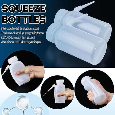 Honeydak 2 Pcs 250ml Wash Bottle Plastic Lab Water Dispenser - Polyethylene - Translucent, Unbreakable -Screw Cap with Down Spout for Dispensing Liquid Labs in Saudi Arabia