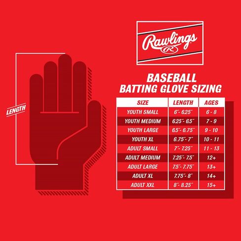 Rawlings Workhorse Baseball Batting Gloves | أحجام الشباب | ألوان متعددة in Saudi Arabia