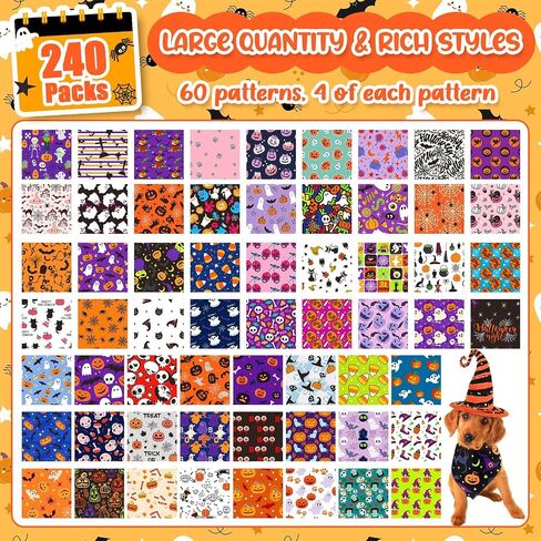 Geyoga 240 PCS Dog Bandana Bulk Summer Spring Spring Bandanas Bibs Triangle Dog Chancf Bibs Dog Kerchief Dog Dog bandana for small mediure dics cats cats pet assume accosity (paw print) in Saudi Arabia