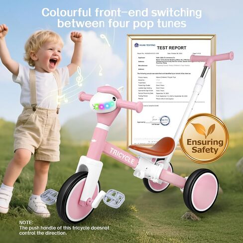 Tricycle for Toddlers 1-3 Year Olds, 5 in 1 Toddler Balance Bike 2-4 Years Old Boys Girls, Push Trike Toys with Adjustable Handle, Birthday Gifts for 2 3 4 5 Year Old Kids Bike (Pink) in Saudi Arabia