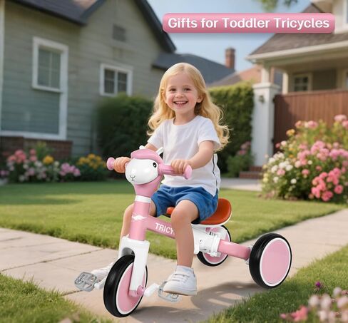 Tricycle for Toddlers 1-3 Year Olds, 5 in 1 Toddler Balance Bike 2-4 Years Old Boys Girls, Push Trike Toys with Adjustable Handle, Birthday Gifts for 2 3 4 5 Year Old Kids Bike (Pink) in Saudi Arabia