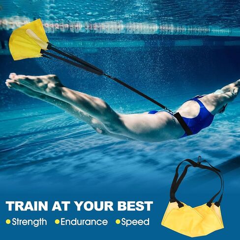 Swim Parachute Belt Swim Tether Stationary Train Equipment for Adult - for Tempo Trainer Swimming Adjustable Length Swim Belts for Enhanced Strength Performance and Endurance Aquatic in Saudi Arabia