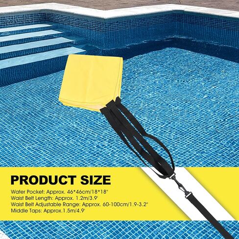 Swim Parachute Belt Swim Tether Stationary Train Equipment for Adult - for Tempo Trainer Swimming Adjustable Length Swim Belts for Enhanced Strength Performance and Endurance Aquatic in Saudi Arabia