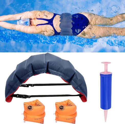 1PCS Swim Belt,2PCS Arm Floaties, Inflatable Swimming Waist, Portable Flotation Arm & Waist Belt for Water Aerobics Women for Adults Kids Children with Inflatable Pump Swimming Beginner in Saudi Arabia