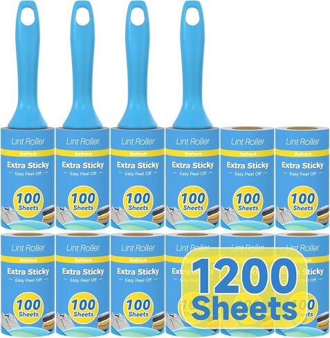 Swihauk 1200 Sheets Extra Sticky Lint Rollers for Pet Hair, Easy Spiral Tear Lint Roller for Clothes with Ergonomic Handle, Multipurpose Lint Remover for Furniture, Carpet, Car Seat in Saudi Arabia