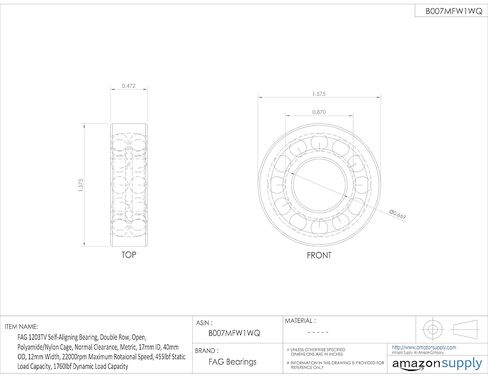 المحامل 1203TV صف مزدوج المحاذاة ذاتيا ، مفتوحة ، polyamide/nylon قفص ، التخليص العادي ، مقياس ، معرف 17 مم ، 40 مم OD ، عرض 12 مم ، 22000 دورة في الدقيقة in Kuwait