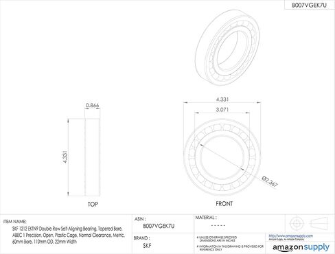 SKF 1205 EKTN9 محمل محاذاة ذاتي الصف المزدوج ، التجويف المدبب ، ABEC 1 الدقة ، المفتوح ، القفص البلاستيكي ، التخليص الطبيعي ، المقياس ، التجويف 25 مم ، 52 مم OD ، عرض 15 ملم in Saudi Arabia