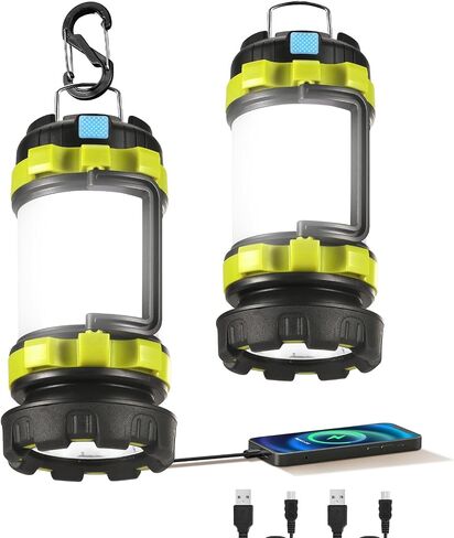 Consciot 2 Pack LED Camping Lantern Flashlight Rechargeable, 6 Light Modes | 3600mAh Portable Battery Pack, IPX4 Waterproof Camping Lights, USB C, Torch for Hurricane, Emergency, Survival Kits in Kuwait