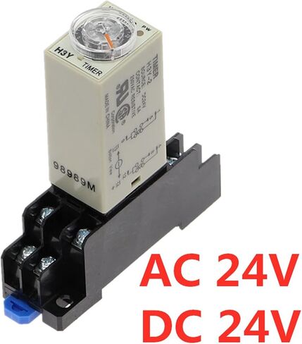 Power-on Delay Rotary Knob DPDT 1S/5S/10S/30S/60S/3M/5M/10M/30M Timer Timing Time Relay AC/DC 24V H3Y-2 with Base Socket PYF08A(0-3 Minute) in Saudi Arabia