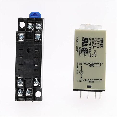Power-on Delay Rotary Knob DPDT 1S/5S/10S/30S/60S/3M/5M/10M/30M Timer Timing Time Relay AC/DC 24V H3Y-2 with Base Socket PYF08A(0-3 Minute) in Saudi Arabia