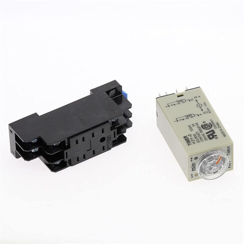 Power-on Delay Rotary Knob DPDT 1S/5S/10S/30S/60S/3M/5M/10M/30M Timer Timing Time Relay AC/DC 24V H3Y-2 with Base Socket PYF08A(0-3 Minute) in Saudi Arabia