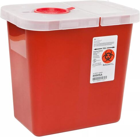 Covidien 8990SA حاويات متعددة الأغراض مع غطاء فتح مفصلي ، سعة 2 غال ، 10 "ارتفاع × 7.25" عمق X 10.5 "، أحمر (حزمة 20) in Saudi Arabia