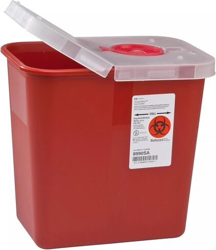Covidien 8990SA حاويات متعددة الأغراض مع غطاء فتح مفصلي ، سعة 2 غال ، 10 "ارتفاع × 7.25" عمق X 10.5 "، أحمر (حزمة 20) in Saudi Arabia