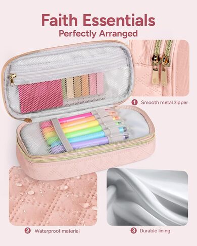 Bible Journaling Kit with Big Capacity Pencil Case, 50pcs Bible Journaling Supplies, Bible Tabs, Bible Highlighters and Pens No Bleed，Journaling Supplies for Bible Gifts (Light Pink) in Saudi Arabia