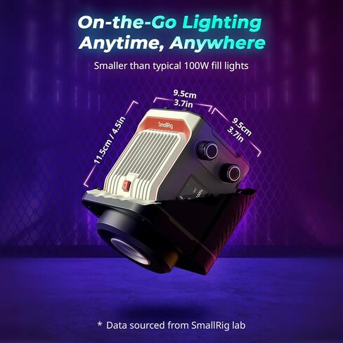 SmallRig RC 100C RGBWW LED Video Light, with App Control, 100W Mini COB Continuous Output Lighting, Handheld Spotlight 2700-10000K/CRI 96+/TLCI 98+/12 Effects, 11000Lux/1m, Pro Version Ink Blue, 5381 in Saudi Arabia
