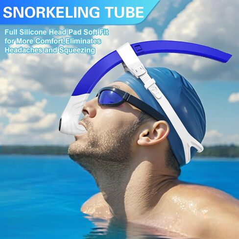 Detachable Portable Snorkel for Lap Swimming Unisex-Adult Silicone Adjustable Headband One Way Exhaust Valve in Kuwait