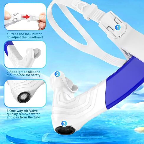 Detachable Portable Snorkel for Lap Swimming Unisex-Adult Silicone Adjustable Headband One Way Exhaust Valve in Kuwait