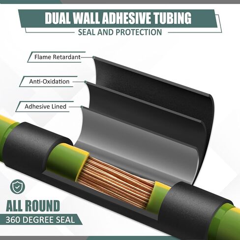 Tondiamo 6 Roll 4 Feet Heat Shrink Tubing Roll 1/4 3/8 1/2 Inch Shrink Tubing 3:1 Industrial Marine Grade Adhesive Lined Wrap Tube, Insulation Sealing Wear-resistant (1/8 1/4 3/8 1/2 3/4) in Saudi Arabia