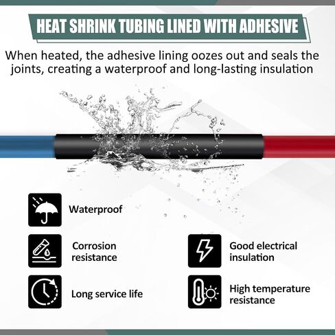 Tondiamo 6 Roll 4 Feet Heat Shrink Tubing Roll 1/4 3/8 1/2 Inch Shrink Tubing 3:1 Industrial Marine Grade Adhesive Lined Wrap Tube, Insulation Sealing Wear-resistant (1/8 1/4 3/8 1/2 3/4) in Saudi Arabia