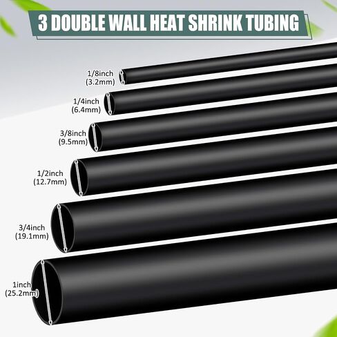 Tondiamo 6 Roll 4 Feet Heat Shrink Tubing Roll 1/4 3/8 1/2 Inch Shrink Tubing 3:1 Industrial Marine Grade Adhesive Lined Wrap Tube, Insulation Sealing Wear-resistant (1/8 1/4 3/8 1/2 3/4) in Saudi Arabia