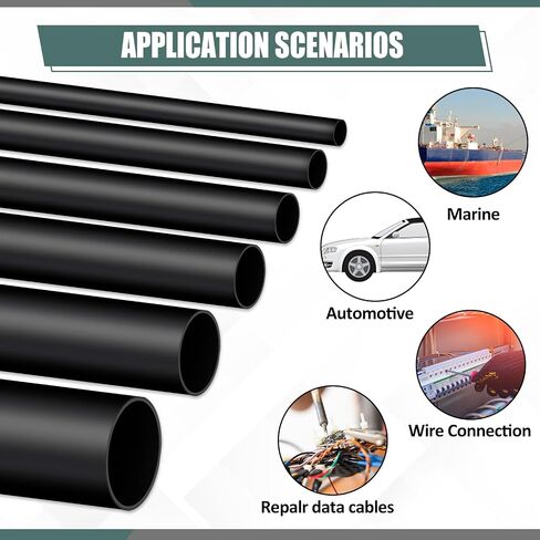 Tondiamo 6 Roll 4 Feet Heat Shrink Tubing Roll 1/4 3/8 1/2 Inch Shrink Tubing 3:1 Industrial Marine Grade Adhesive Lined Wrap Tube, Insulation Sealing Wear-resistant (1/8 1/4 3/8 1/2 3/4) in Saudi Arabia