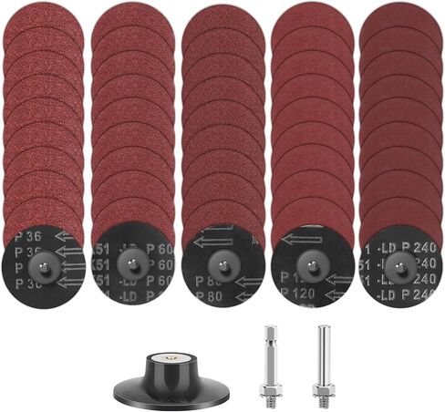 SUNJOYCO 90pcs 3 Inch Quick Change Sanding Discs, 1/4" Roll Lock Holder Sanding Disc for Die Grinder Surface Polish Burr, Grits 36 60 80 in Saudi Arabia
