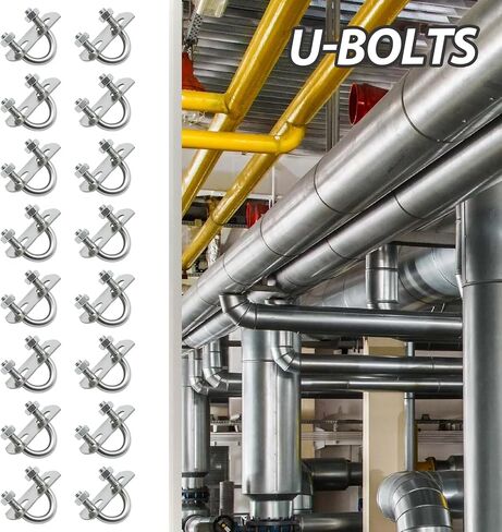 16Pcs Round U Bolts Zinc Plated Steel, M6 Round Bend U Clamp with Nut Plate Washer (M6 x 16 mm x 34 mm), Replacement for Pipes Wood and Other Materials in Saudi Arabia